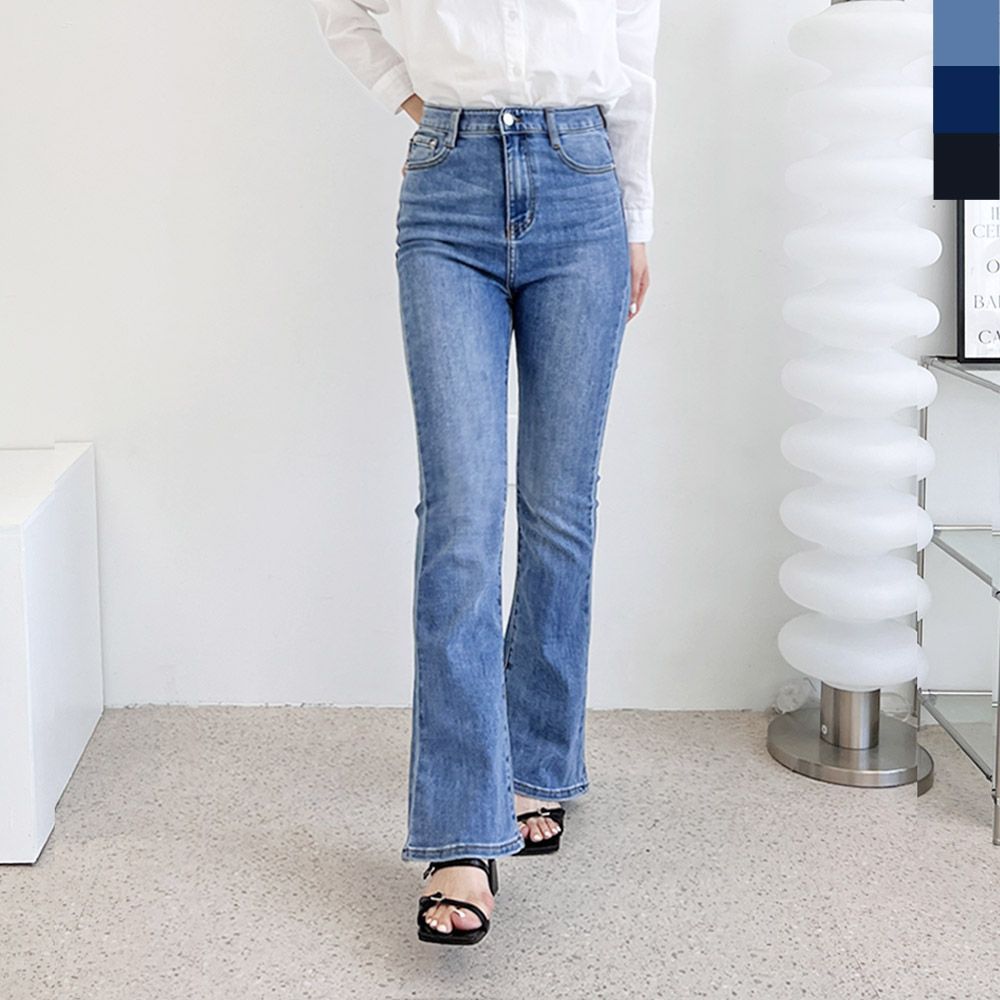 실루엣 날씬 데님 여성하의 여자 스판부츠컷 스
