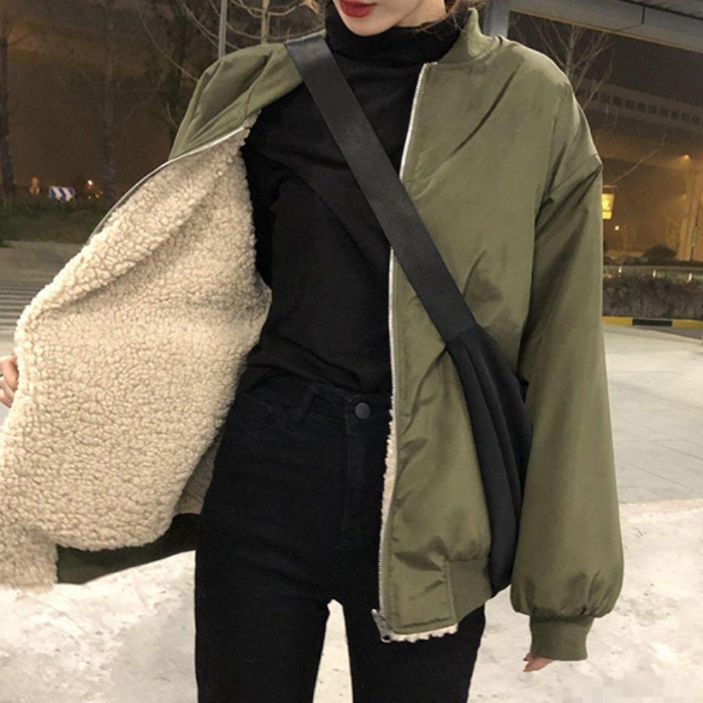 남성 여자 뽀글이 양면 캐주얼룩 학생 잠바 여
