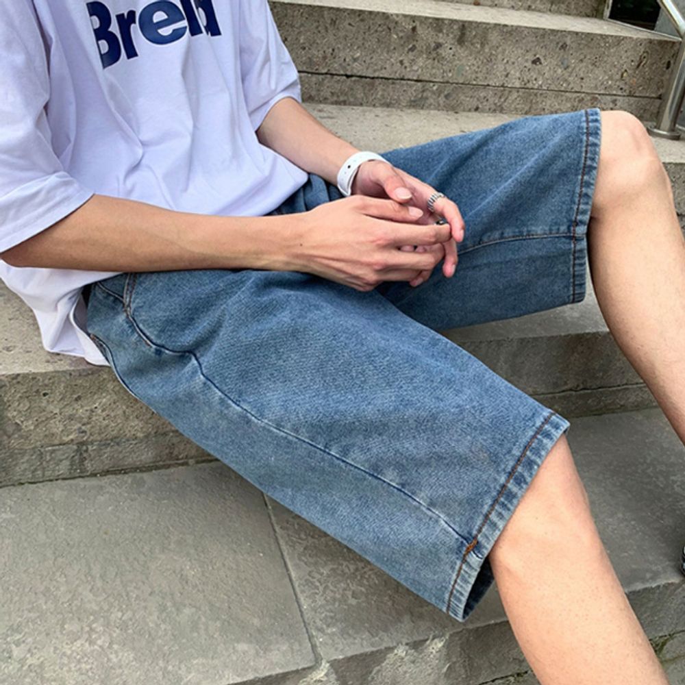 남성 캐주얼 데님 밴딩 밴츠 1P 청반바지 루즈핏 패션