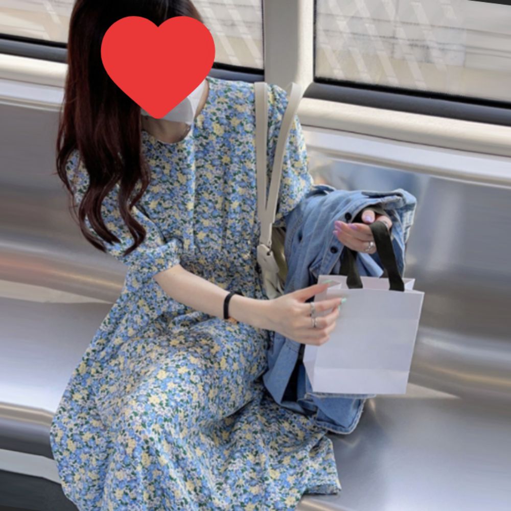 여성 봄 여름 페미닌 플라워 하늘하늘 반팔 원피스