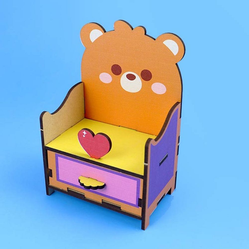우드공예 DIY 칼라인쇄 동물 쇼파서랍(곰) 10개
