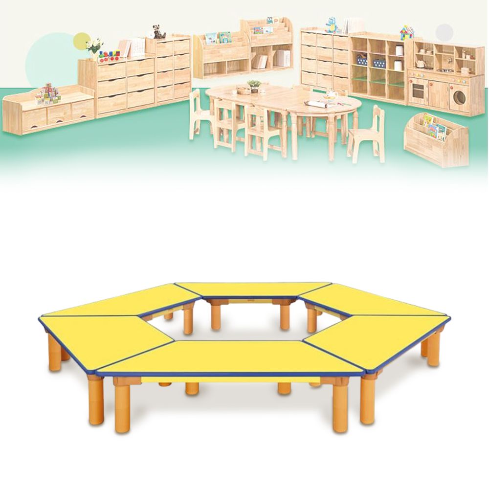어린이집 학습용 육각 좌식 테이블 놀이책상(높이290)