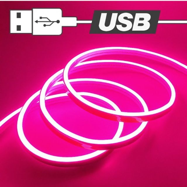 USB전원 실리콘 면발광 무드등 LED바 핑크 150cm