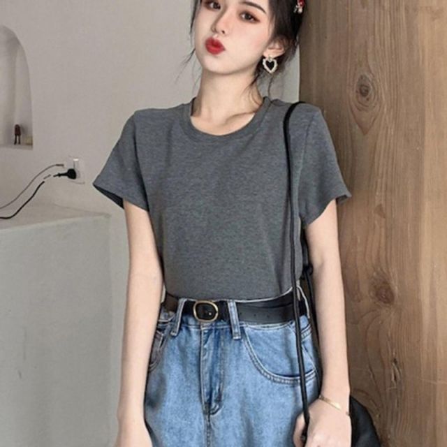 심플 디자인 무지 기본 슬림핏 데이 데일리 라인 반팔