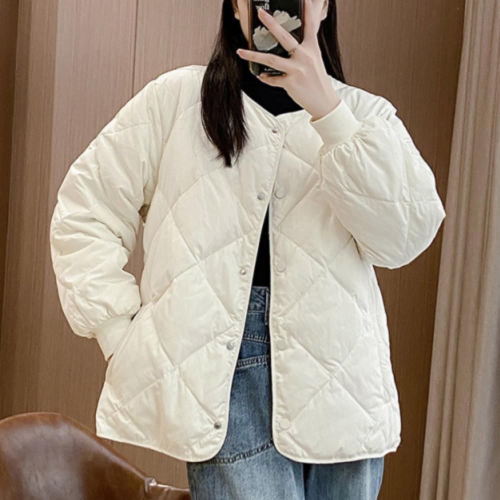 노카라 패딩 얇은 경량 퀄팅