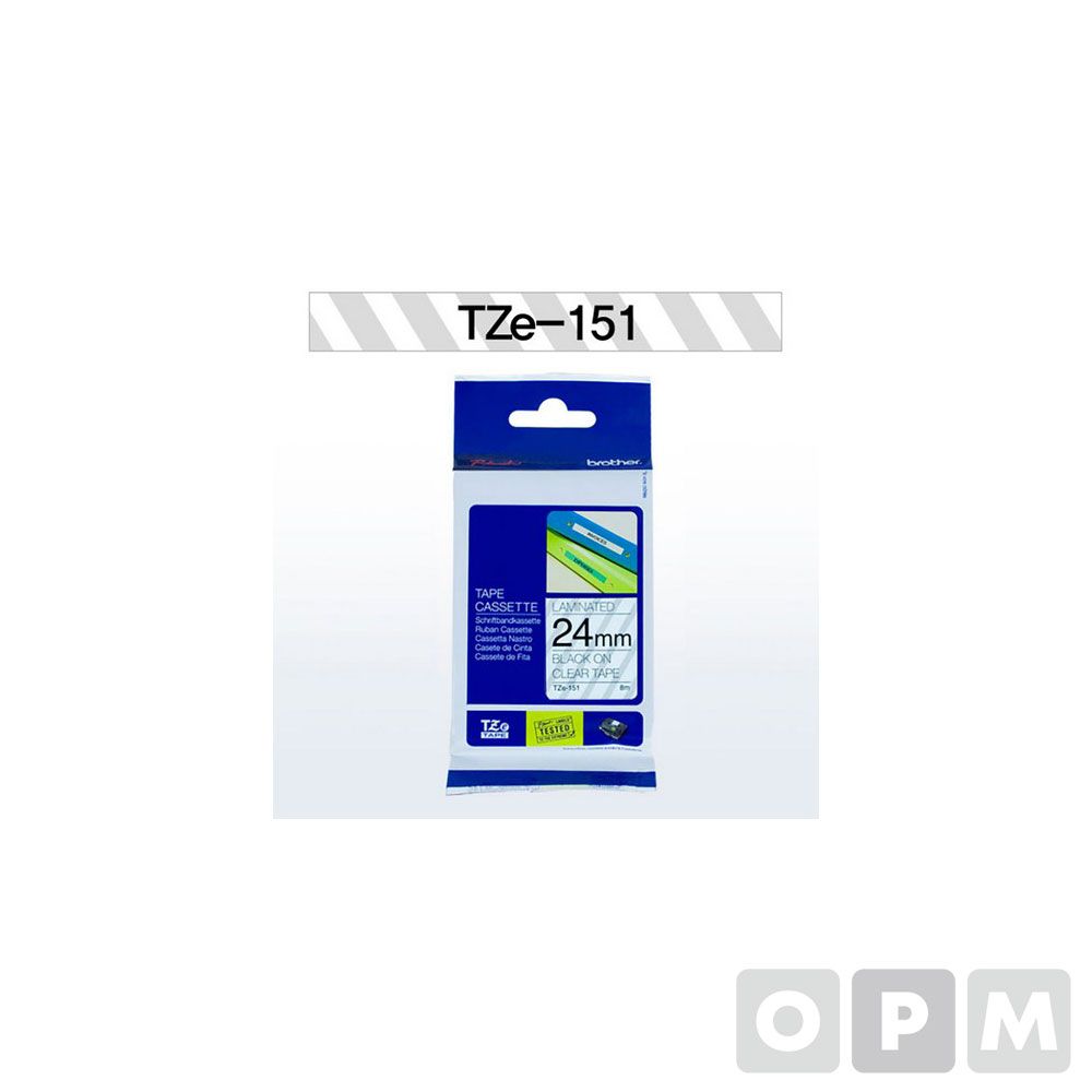 테이프카트리지(TZe-151 24mm 투명 흑색문자)