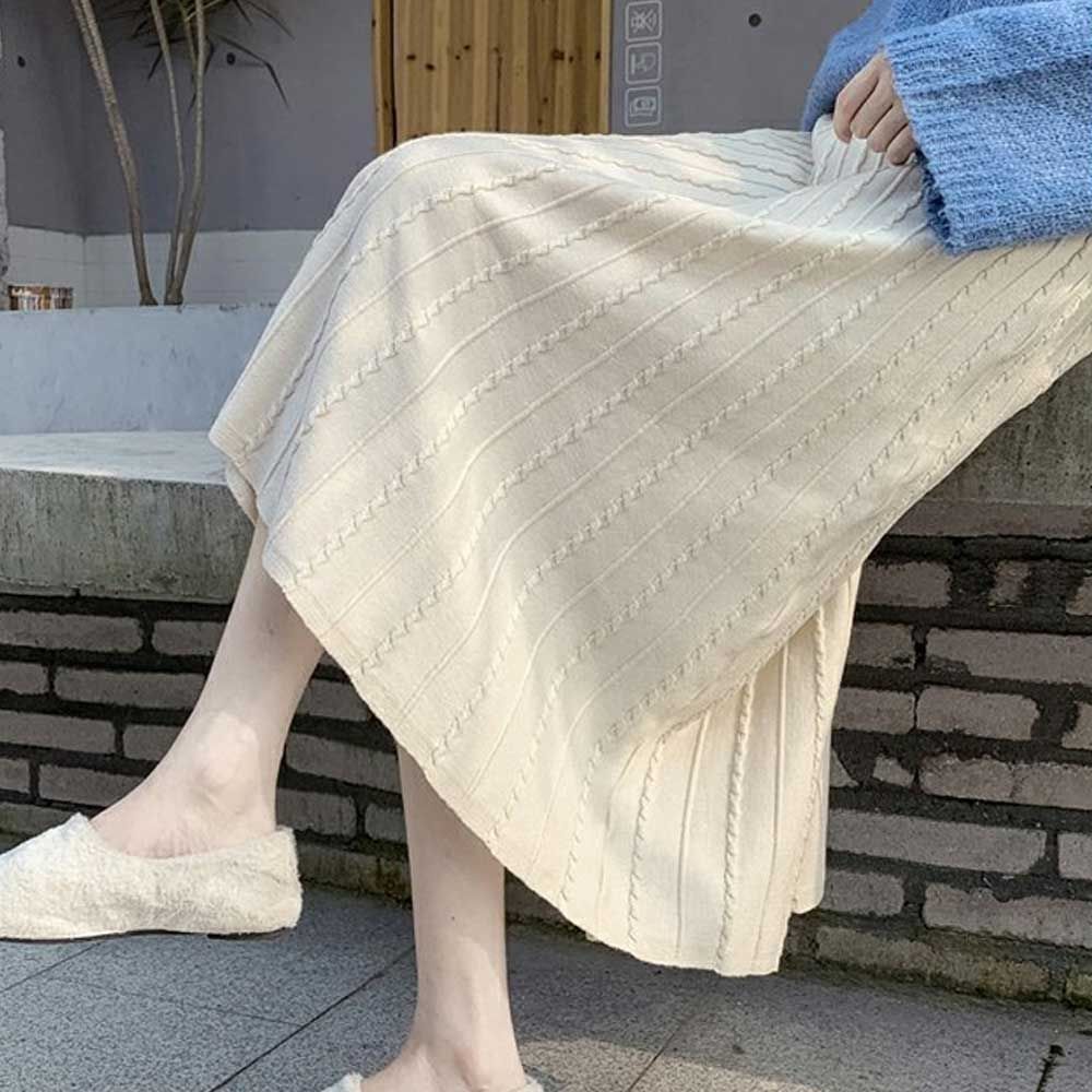 여자 꽈배기 밴딩 치마 A라인 스커트 데이트 데일리
