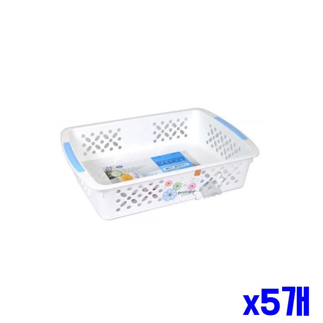 멀티 24.5x37x7.5cm 바구니 화이트 수납바스켓 x5개