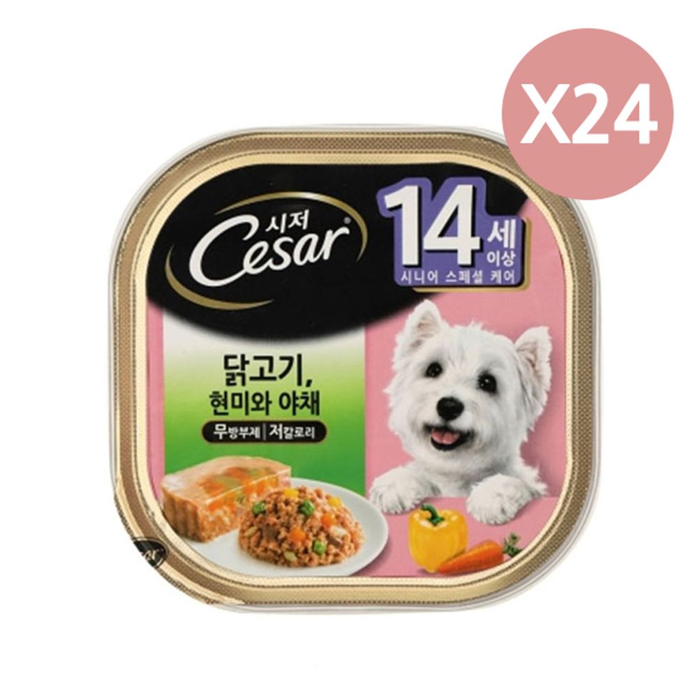 강아지 닭고기 습식 캔 100g 24P 시저 통조림 노견