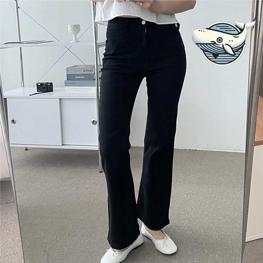 트렌디 슬림핏 블랙 부츠컷 청바지 세미롱