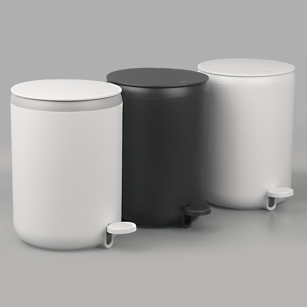 페달형 저소음 뚜껑 원형 휴지통 5L 가정용 쓰레기통