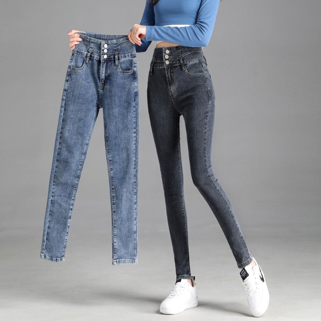 워싱 데일리청바지 청바지 하이웨스트 데님 스판
