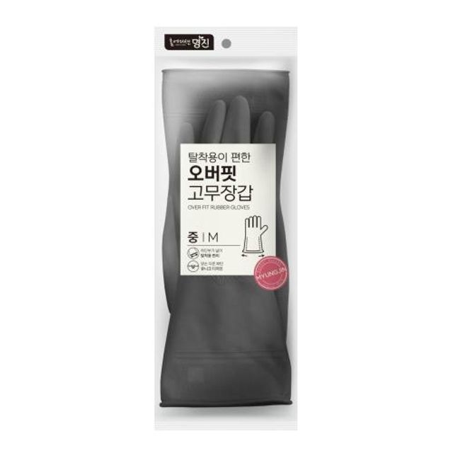 명진 가정용고무장갑 오버핏 중(그레이) 10조