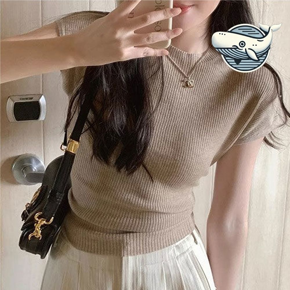 여름 데일리 골지 반팔 티셔츠 편안한 베이지