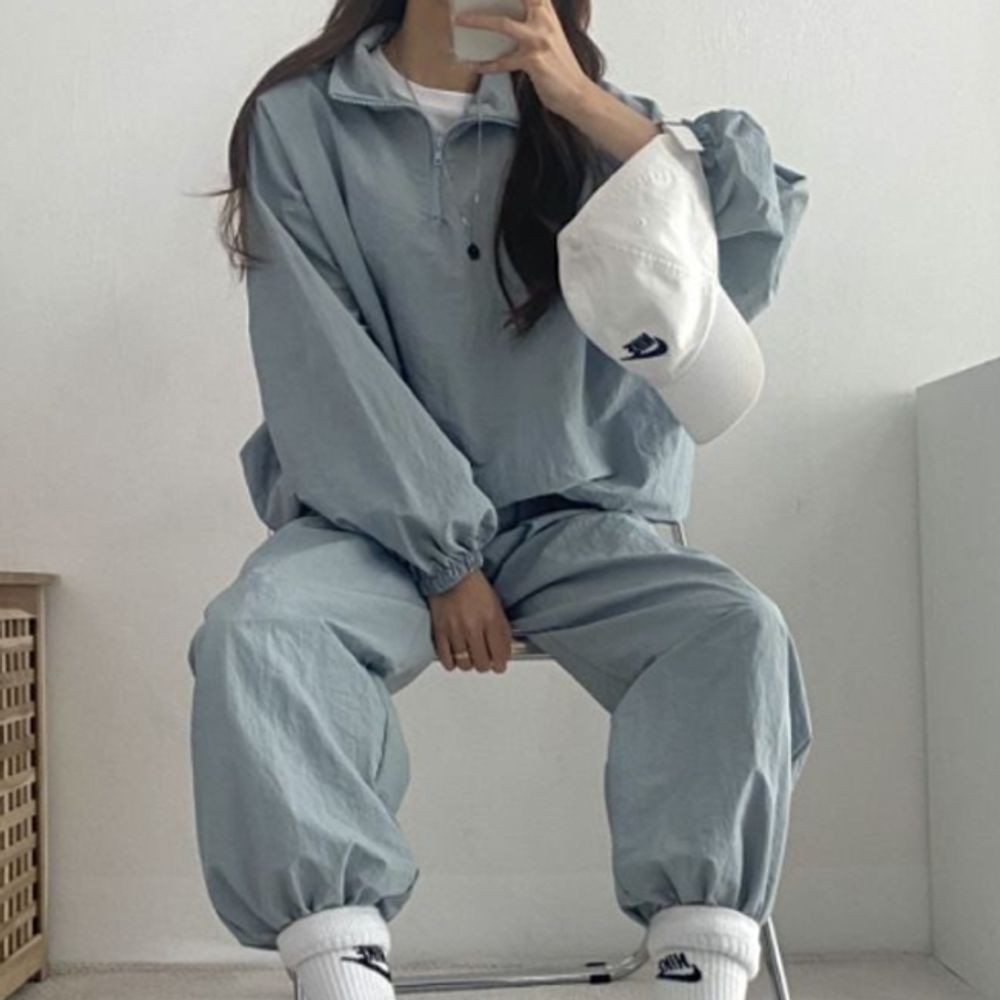여성 사계절 반집업 조거 세트 1P 운동 셋업 데일리