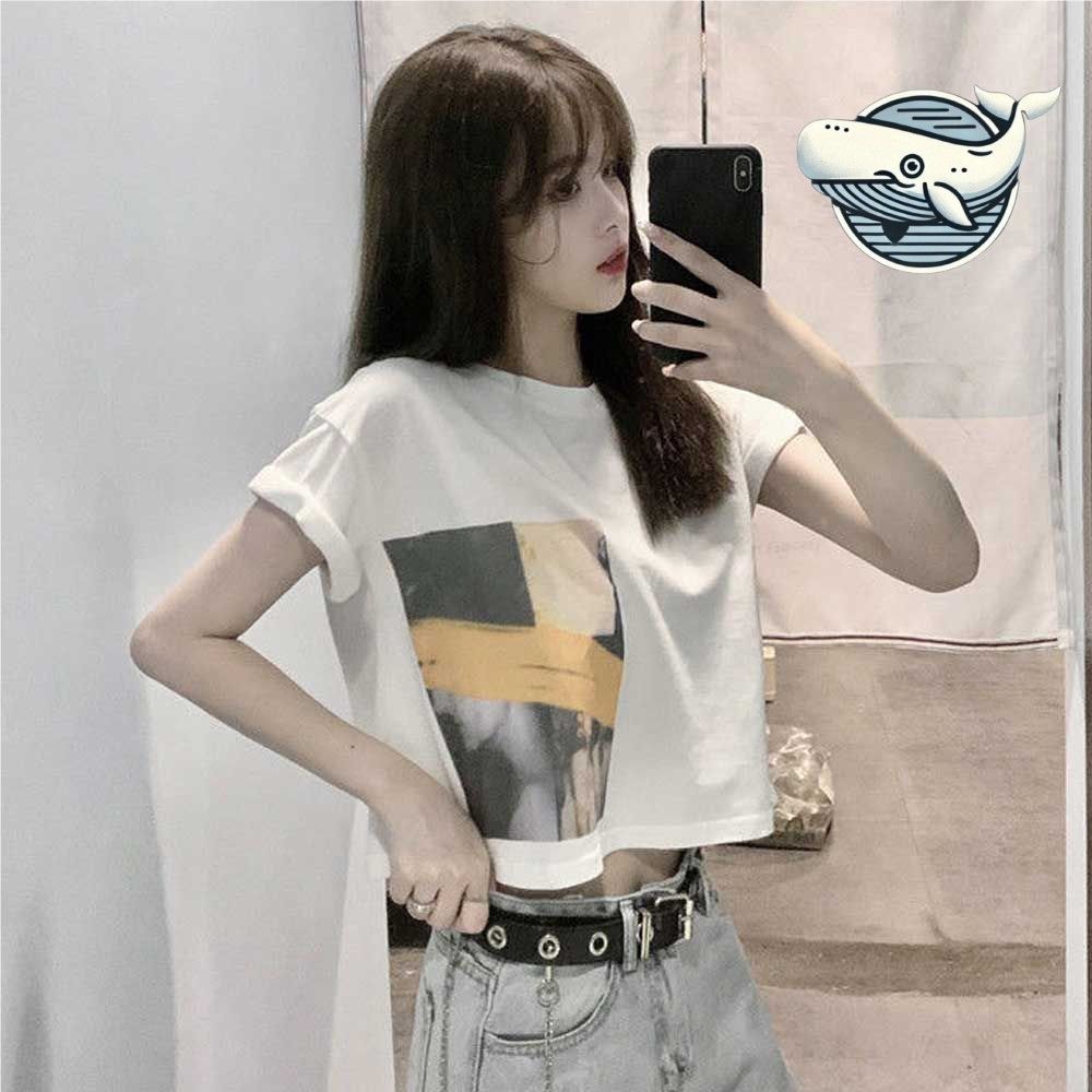 여성 여름 크롭티 고급스러운 프린팅 편안한