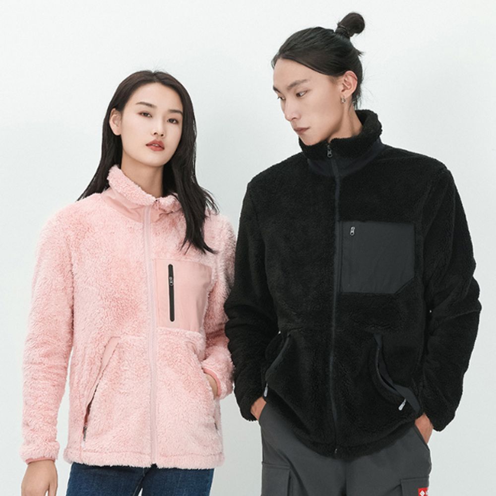 남녀 컬러 하이넥 후리스 집업 점퍼 1P 보온 자켓