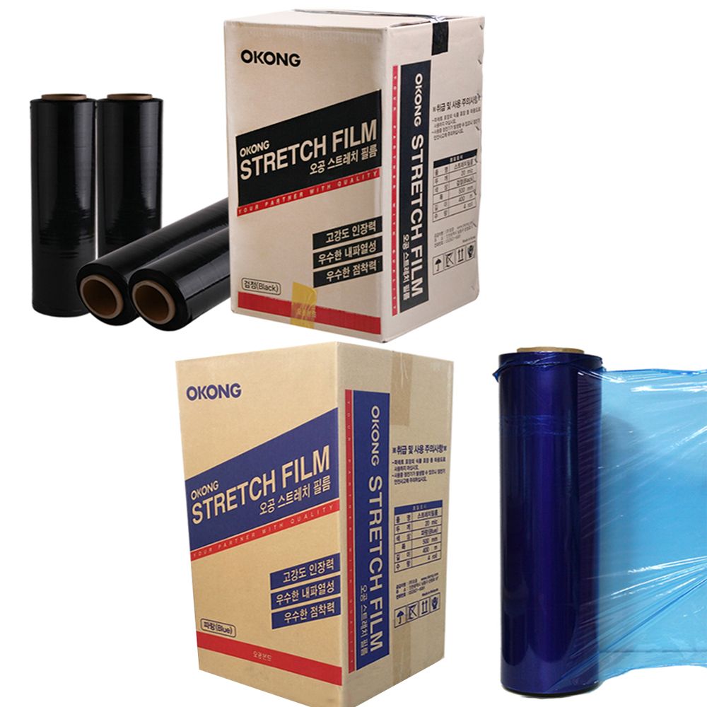 오공스트레치필름 20MICx500mm 1BOX-4개 청색랩 흑랩