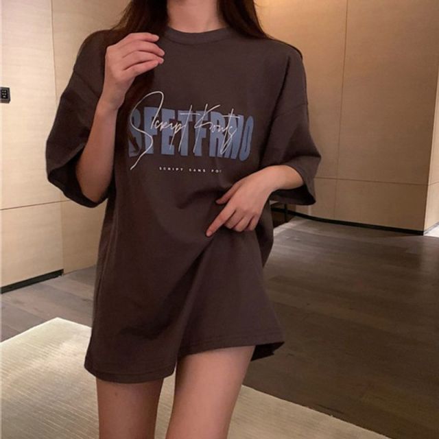 영문레터링 오버핏 오버핏 기본 반팔 데이 티셔츠 고