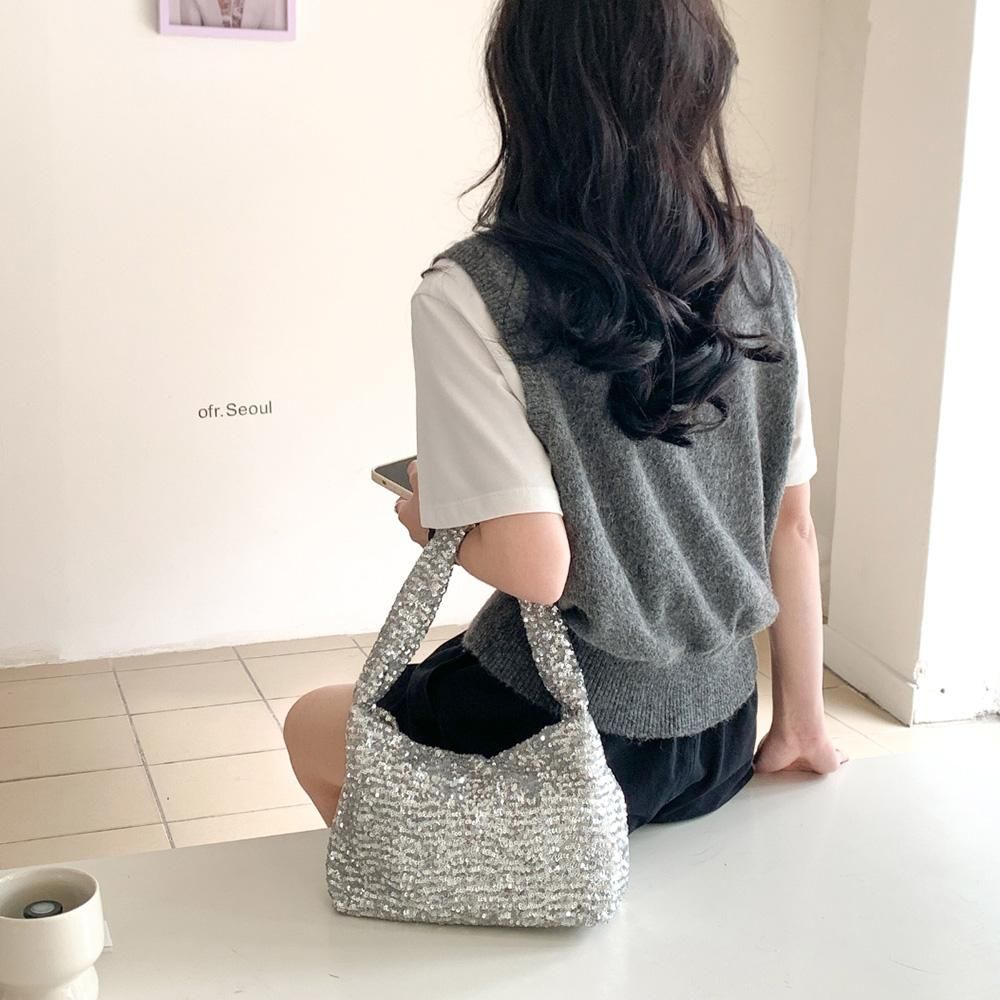 여성 데일리 캐주얼 스팽글 토트백 핸드백 가방