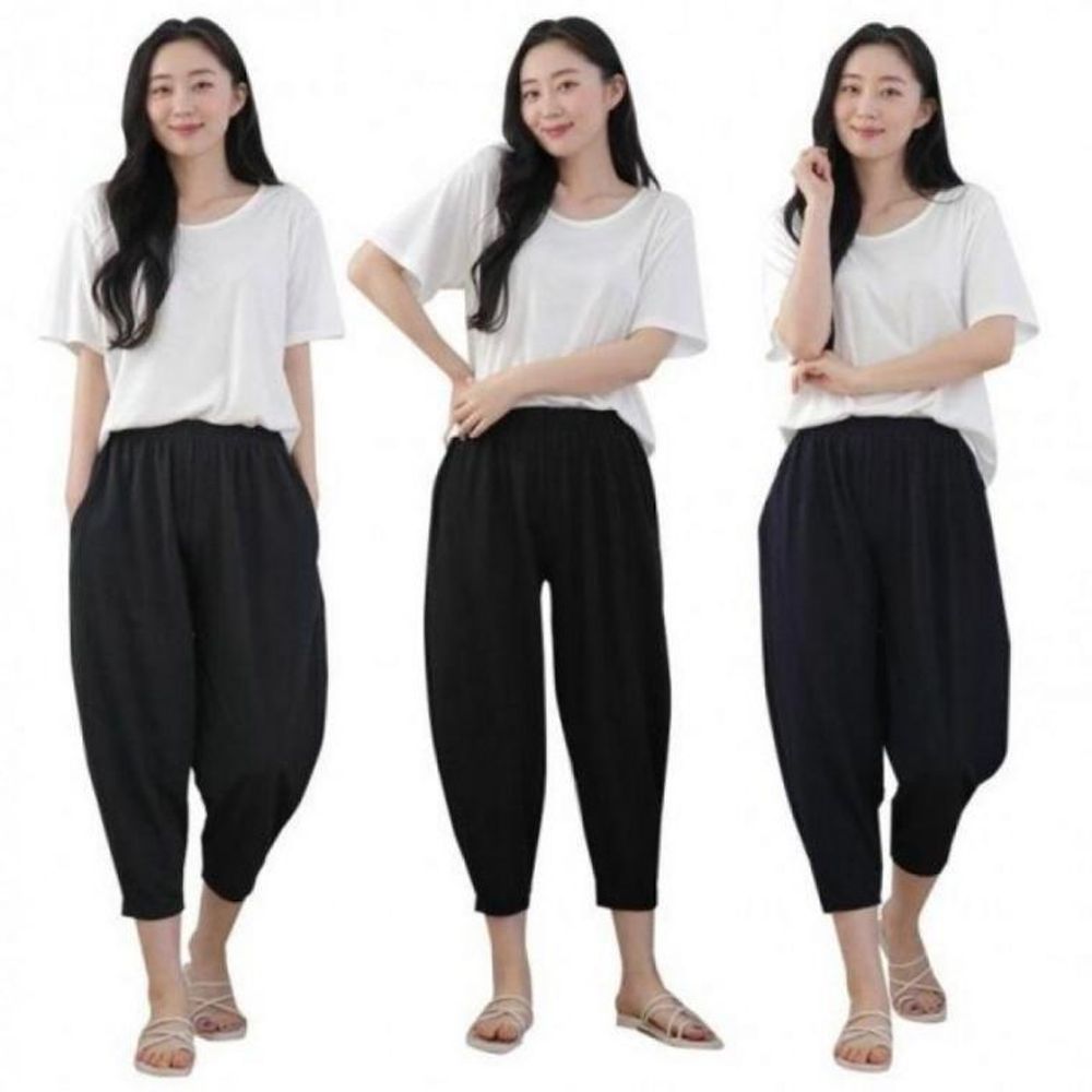 여자 데일리 항아리 까실 클래식 8부 팬츠 아이 항아