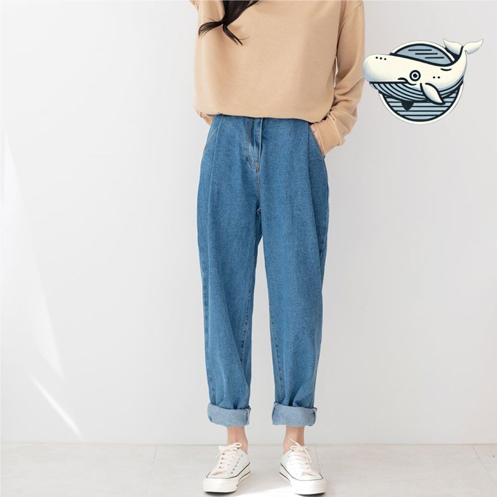 데일리 캐주얼 핀턱 청바지 편안한 밴딩 데님