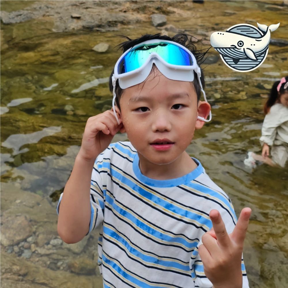 귀마개 일체형 멀티 물안경 화이트 미러 고글