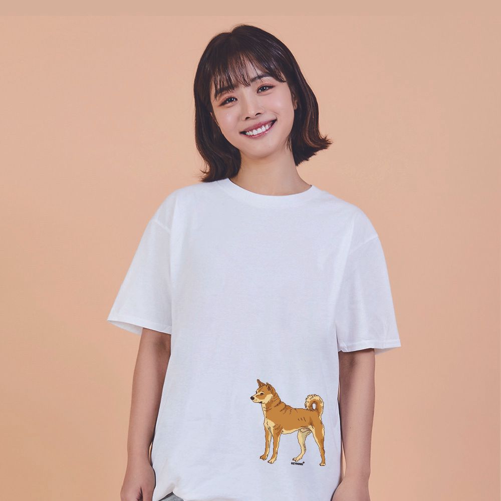 키밍 진돗개 귀여운티 데일리반팔티 캐주얼티셔츠