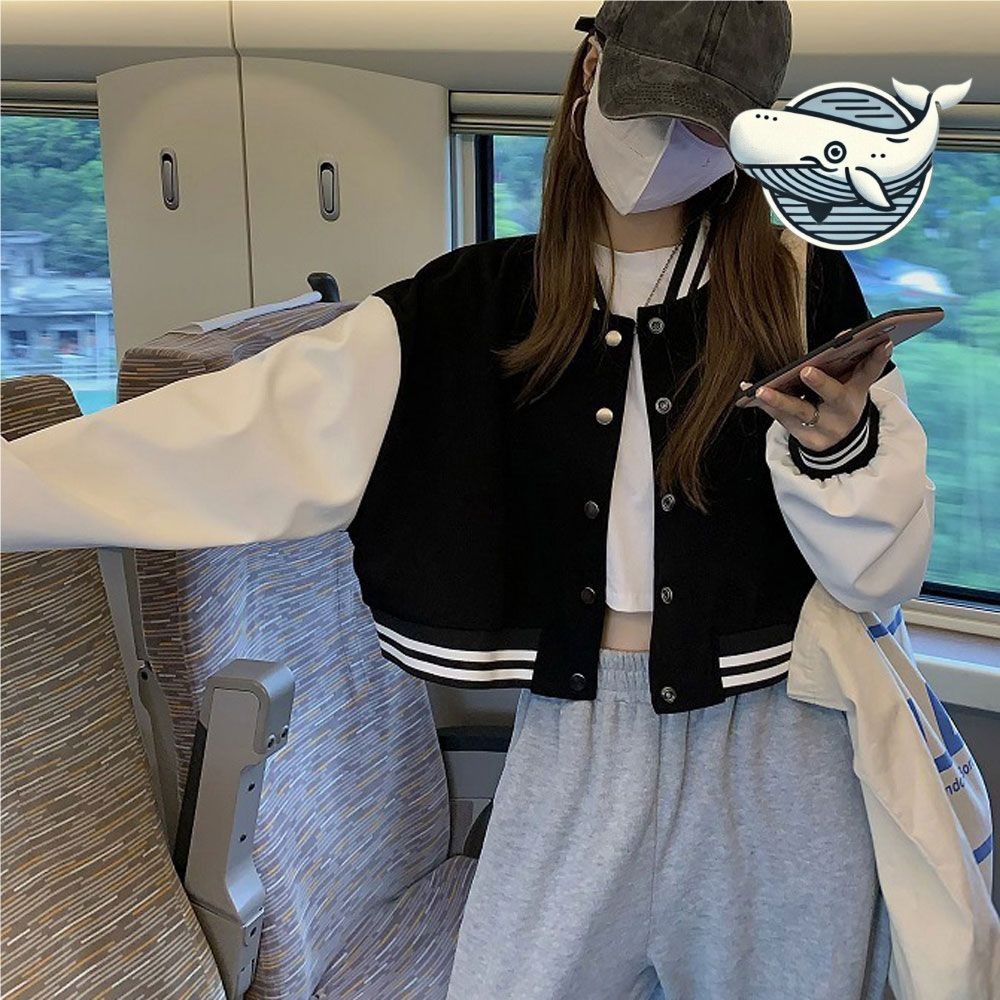 트렌디한 크롭 바시티 재킷 세미오버핏 간절기