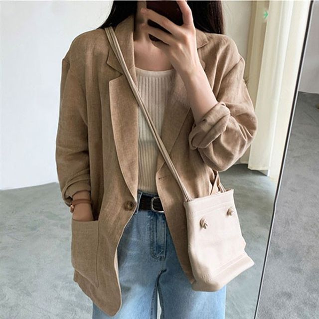 자켓 데일리 1컬러 봄 여자 모던 여성 린넨