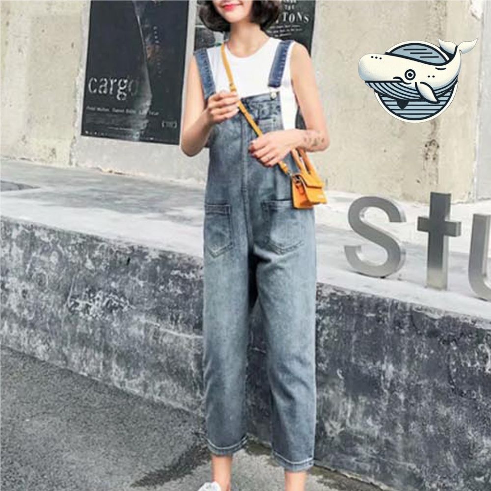 캐주얼 데일리 멜빵바지 여성용 롤업 디자인
