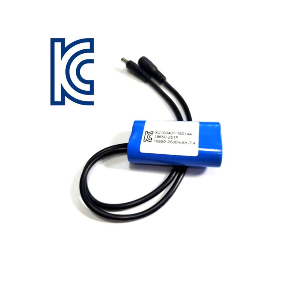 DC잭 리튬이온 밧데리 7.4V 2600mAh 18650 배터리팩