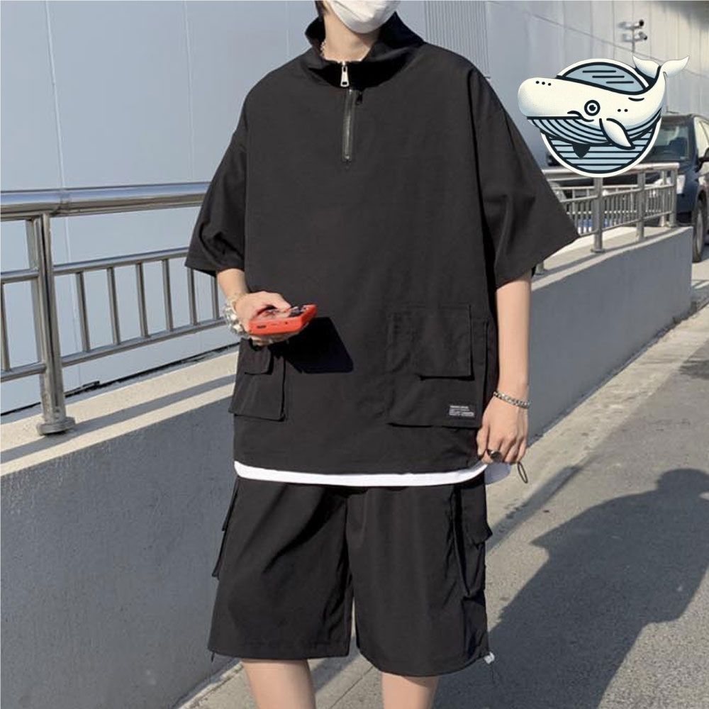 미니멀 남성 아노락 반팔 바지 편안한 데일리