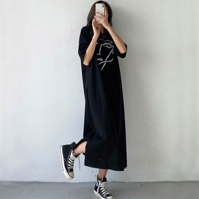 데일리 베이직 원피스 편한 체형커버 올데이 통넓은