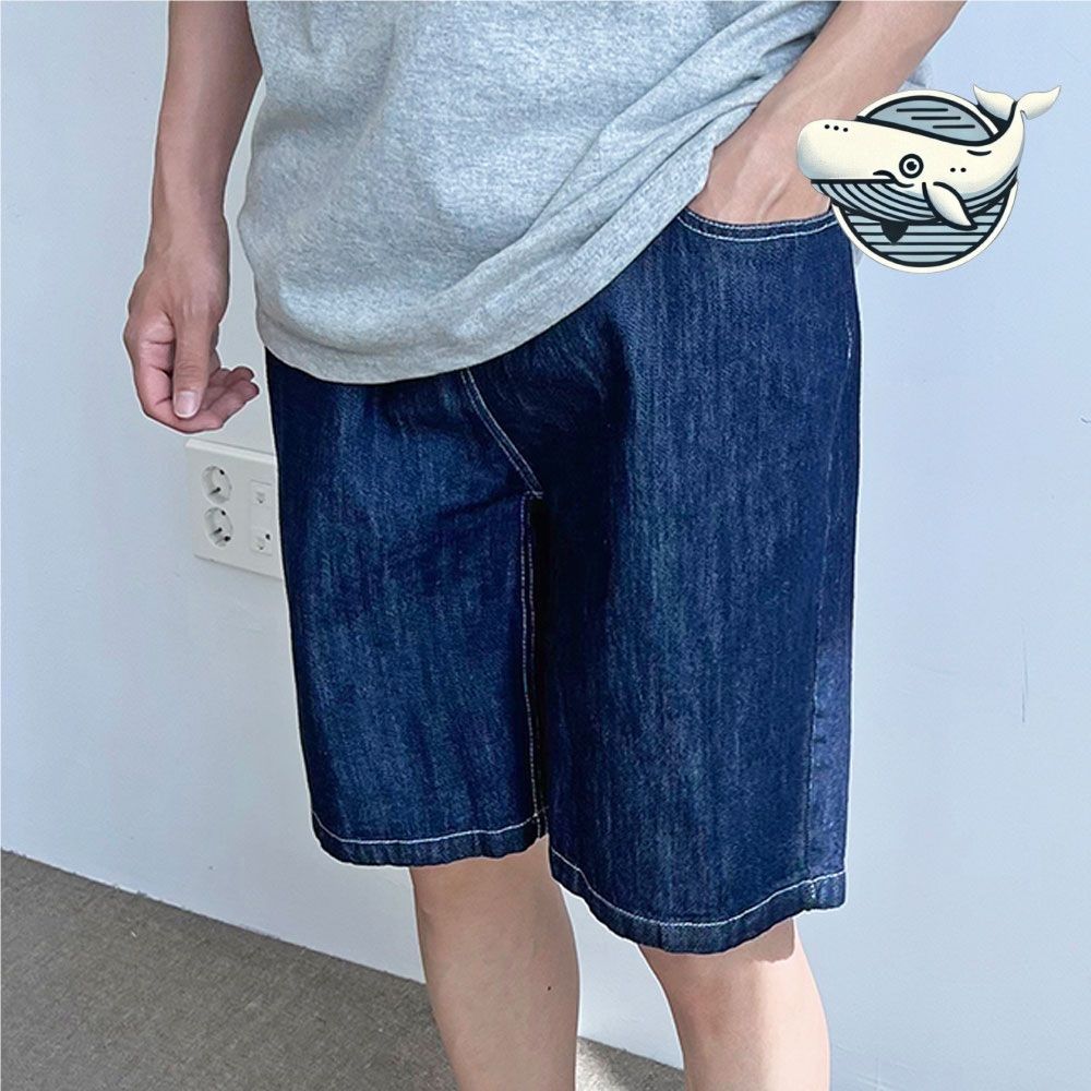 편안한 남성 여름 데님 반바지 허리밴드 경량