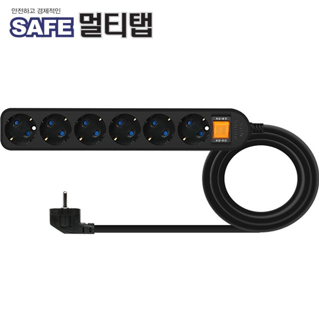 넷메이트 NM-SB630 SAFE 멀티탭 6구 접지 3m 블랙