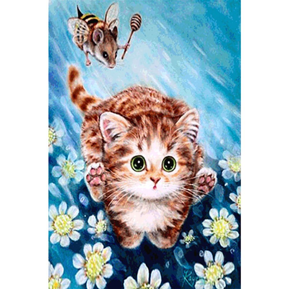 들꽃 고양이 (패브릭형) 보석십자수 40x60