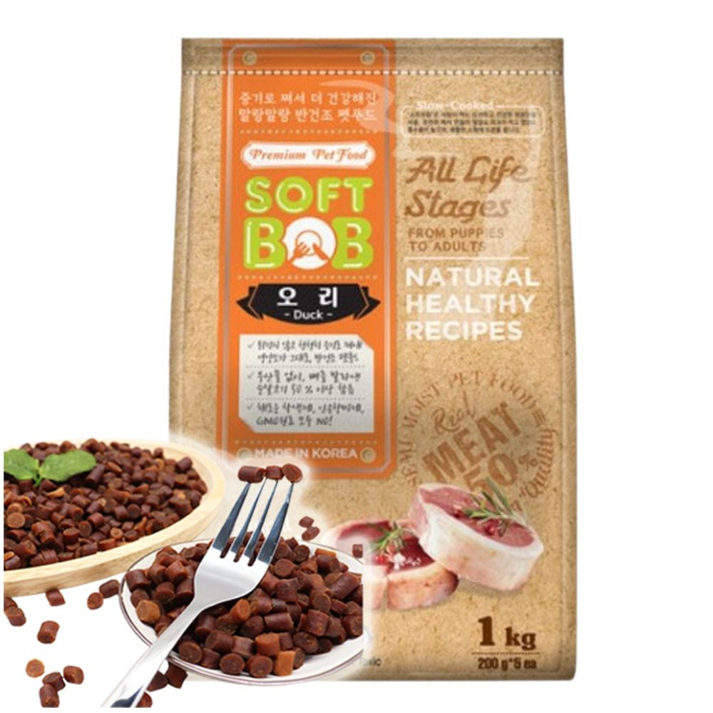 강아지 소프트 반건조 오리 사료 1kg 1P 전연령 영양