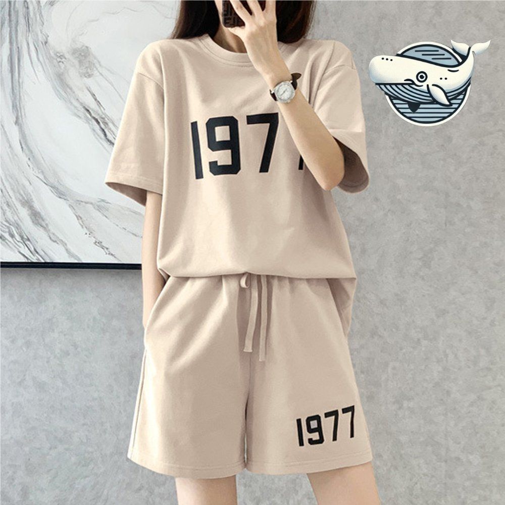 여성용 여름 편안한 반팔 베이지 트레이닝 복장