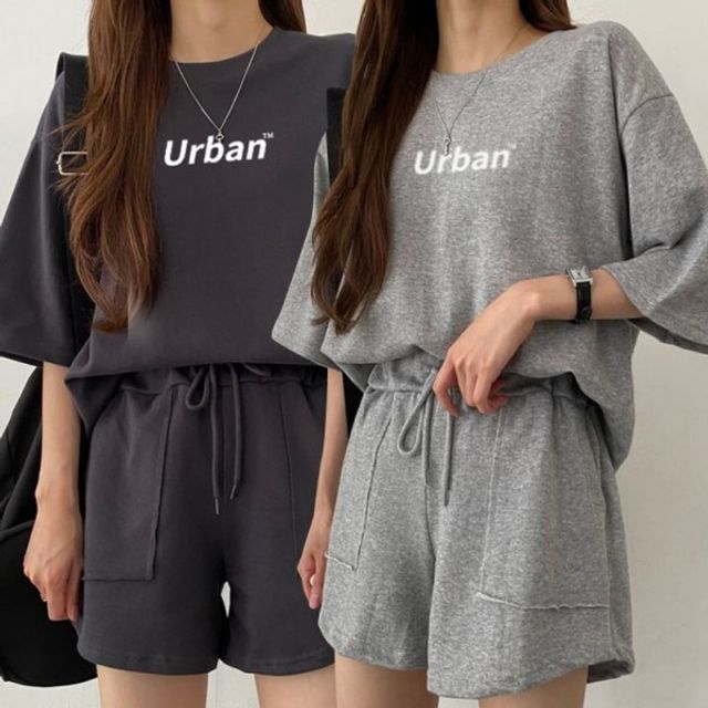여성 반바지 반팔 기본 트레이닝 데이 상하의 세트