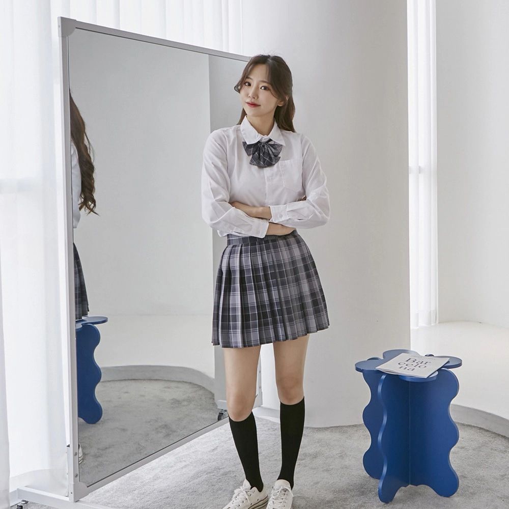 교복몰 그레이블랙체크 스커트 리본타이 SET 교복