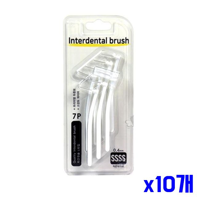 0.4mm 치간칫솔 와이어 x10개 고강도 7P L형 화이트