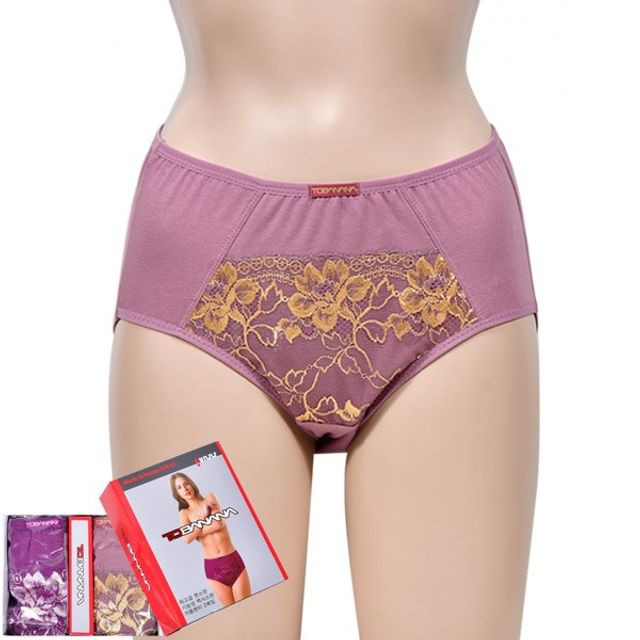 부드럽고 면스판 맥시 봉제라인 여성 거들팬티 2매입0
