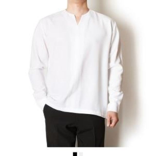 브이넥 트임 남성 긴팔 티셔츠