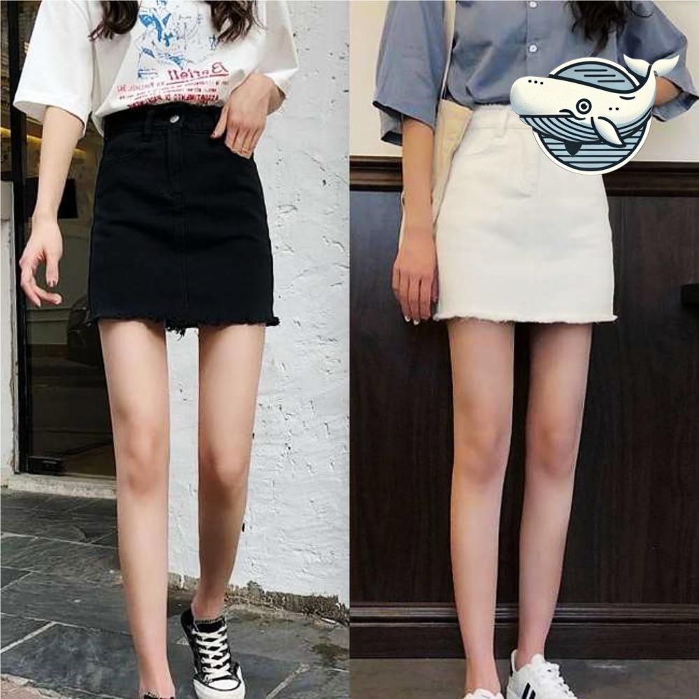 유니크 데님 미니 스커트 하이웨스트 스타일리시
