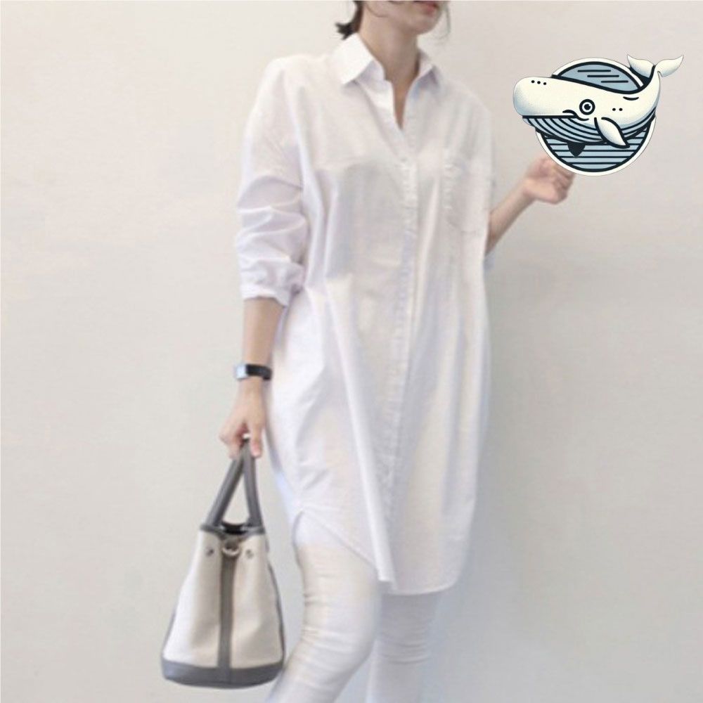 편안한 일상 핏 화이트 롱셔츠 데일리룩 가을