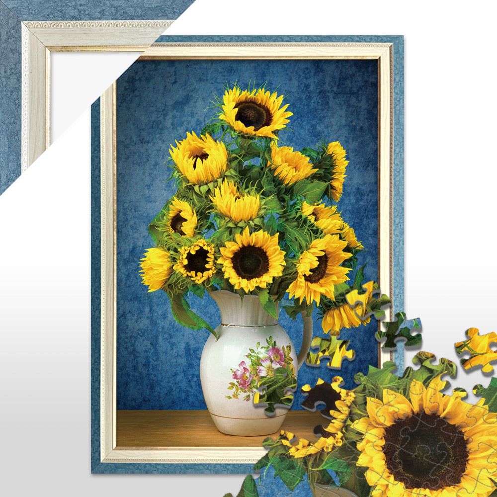 500피스퍼즐 해바라기화병II + 수지블루 (액자포함)