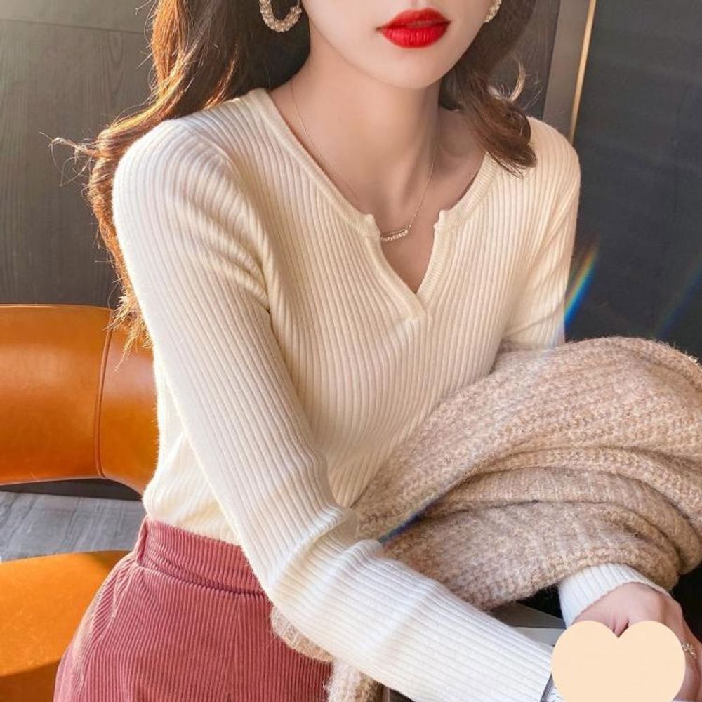 브이넥 기본 롱티 골지티셔츠 하프넥티셔츠 여성
