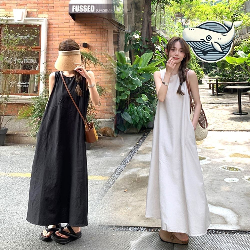 여성 여름 데일리 뒷트임 민소매 롱원피스