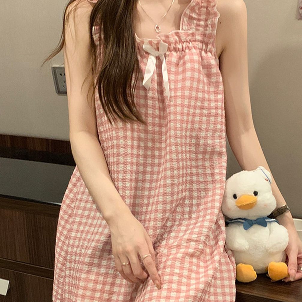 나시 한 꽃무늬 잠잘자는 홈웨어 시원 원피스잠